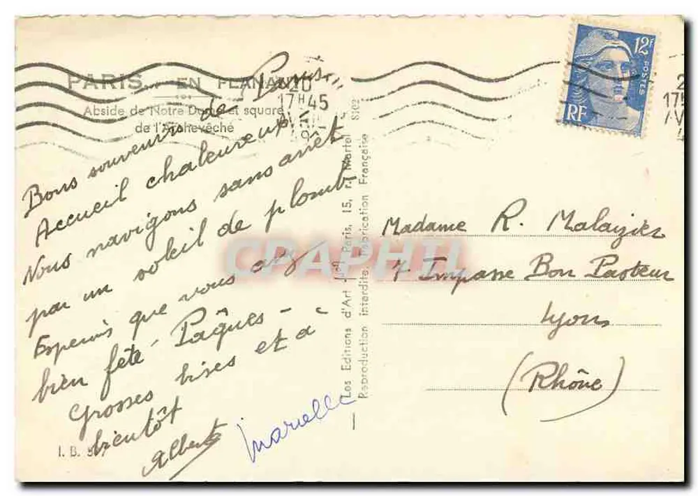 Notre-Dame de Paris — vue de l'abside — Éditions d'Art, n° 15 - Verso