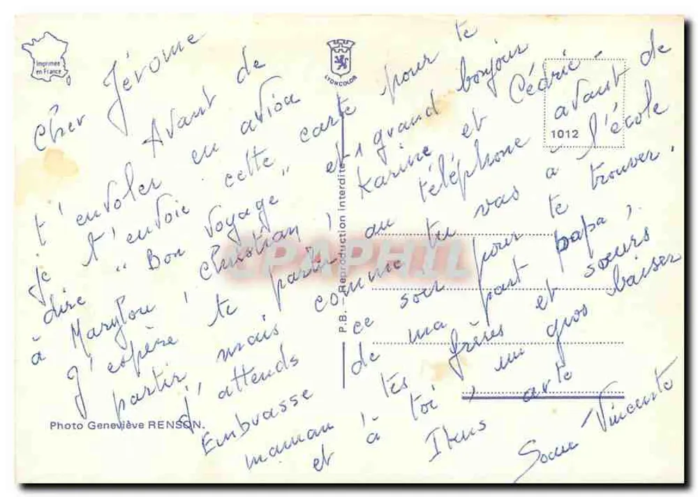 Camponês com seus carneiros — Fazenda de leite — Foto Geneviève Renson - Verso