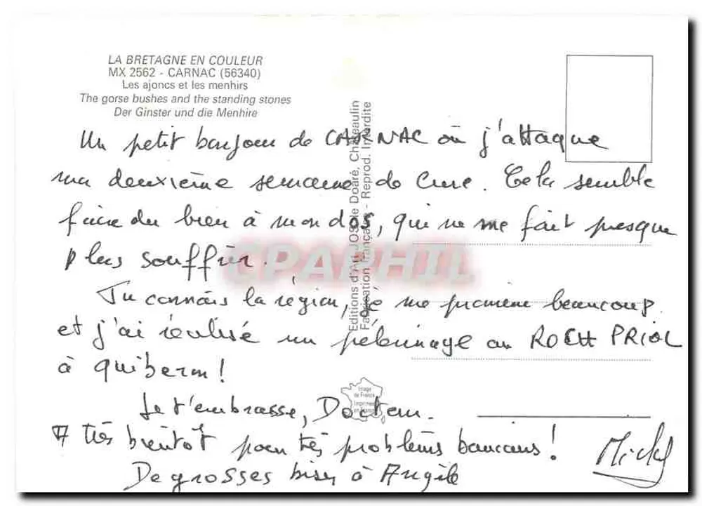 Carnac — Menhirs et buissons d'ajoncs — Éditions de la Bretagne en Couleur - Verso