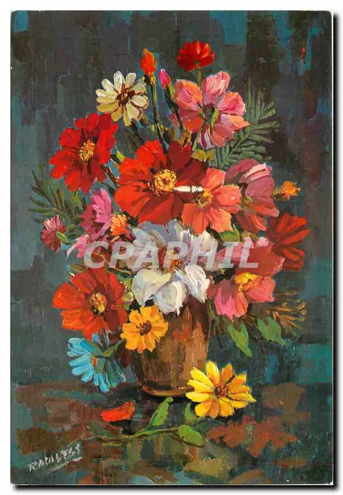 फूलों का बुकेट — तेल चित्र — प्रकाशक ए. जी. कैटन, संख्या 7703/27-बी - आगे