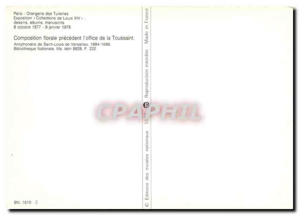 Blumenstrauß — Blumenkomposition vor dem Gottesdienst des Allerheiligen — Éditions des musées nationaux - Rückseite