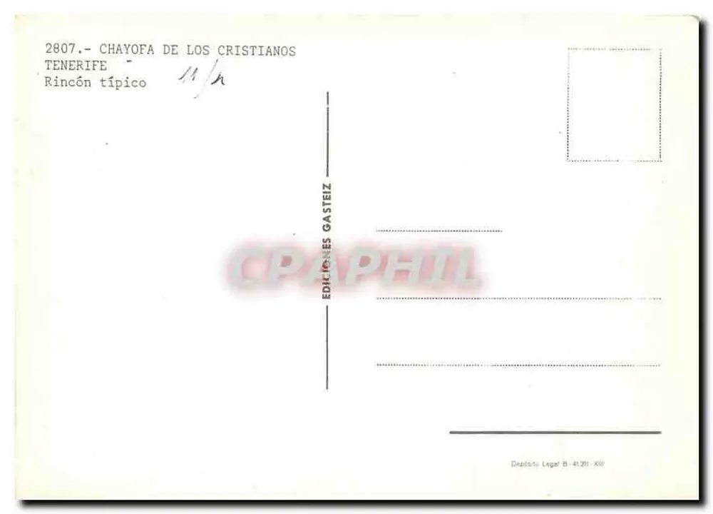 Angolo tipico — Chayofa de los Cristianos — Éditions Gasteiz n°2807 - Verso