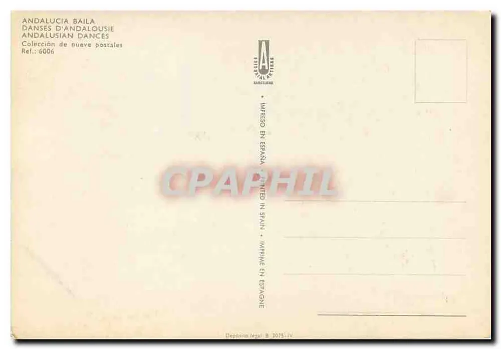Andalusische dansers — Andalucía Baila — uitgever Andalucía Baila, serie 6006 - Achterkant