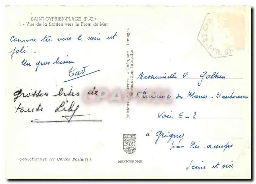 Saint-Cyprien-Plage (P.O.) — Ansicht der Station zum Meer — Edition Thibolies & Thibolichan Verboten - Rückseite