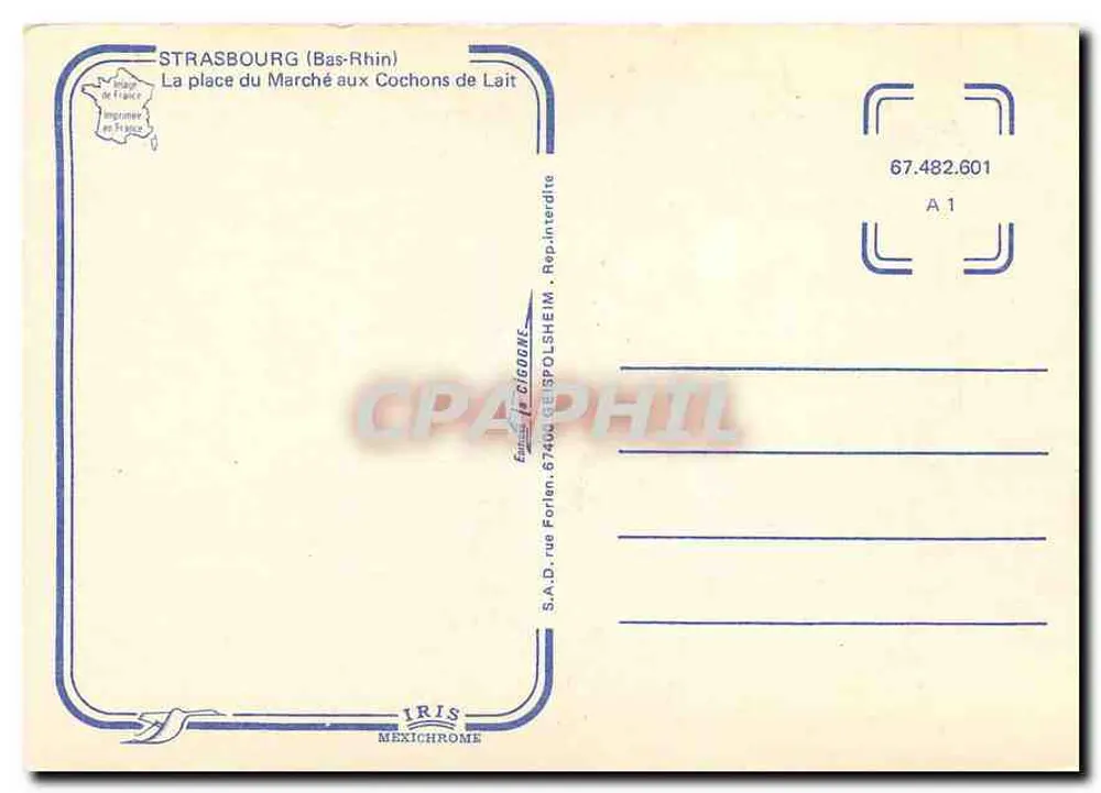 Strasbourg — Place du Marché aux Cochons de Lait — IRIS Mexichrome - Verso