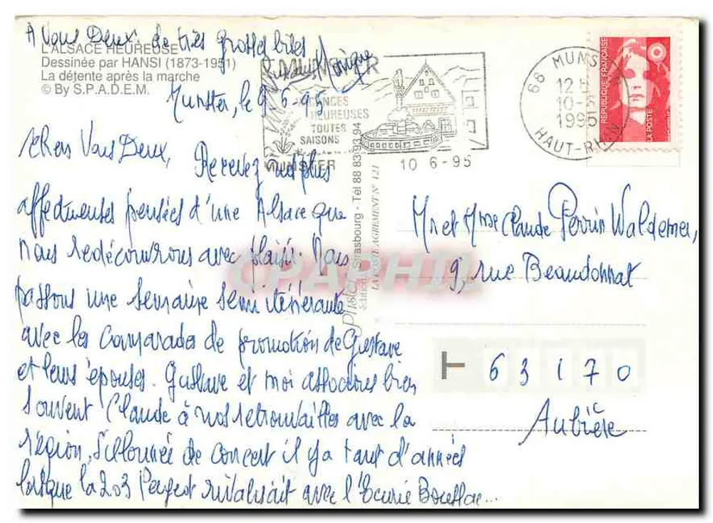 Cena de rua em Strasbourg — desenho de Hansi (1873-1951) — editor S.P.A.D.E.M. - Verso