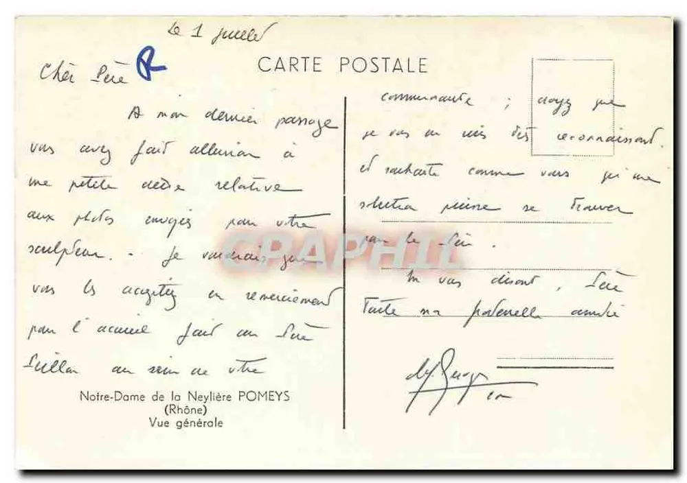 Notre-Dame de la Neylière POMEYS — Vue générale — Carte postale - Verso