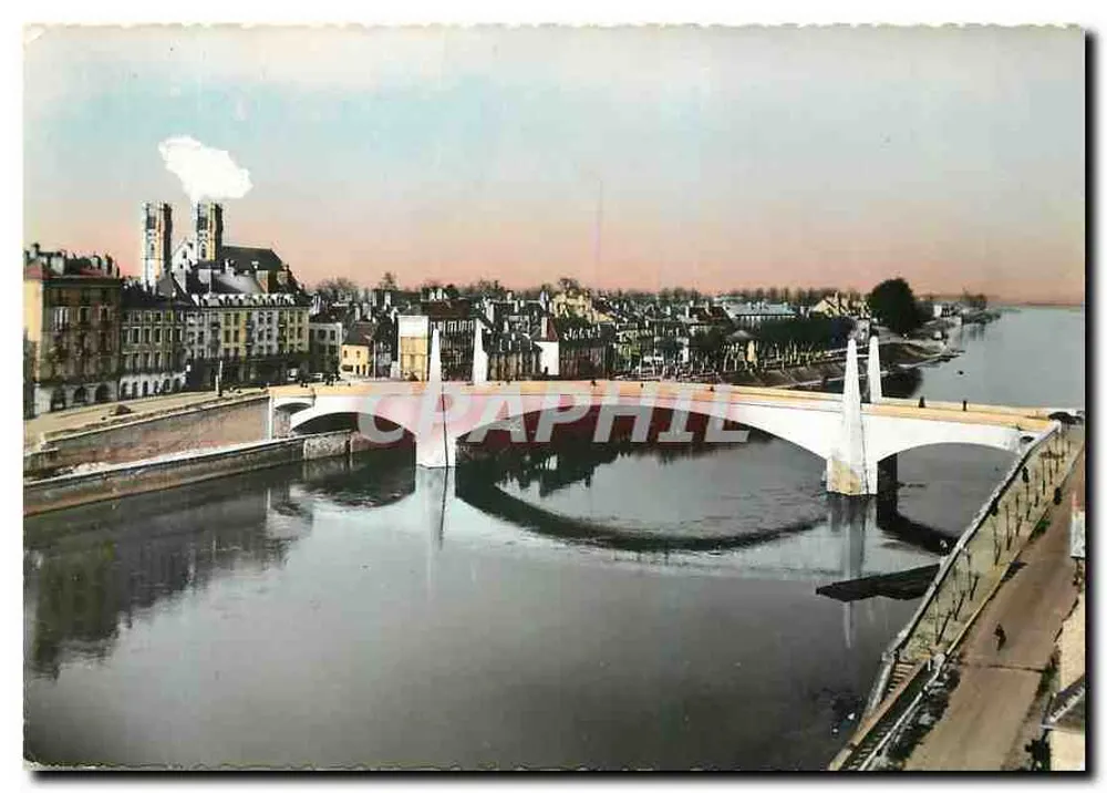 Chalon-sur-Saône — Ansicht des neuen Pont Saint-Laurent und des Viertels der Saône — Druckerei Bourgeois - Vorderseite