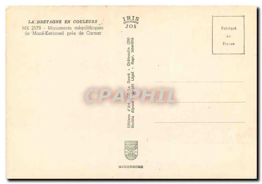 Châteaulin - Mané-Kerioned in der Nähe von Carnac — Éditions d'Art Jos - Rückseite