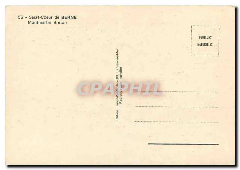 Sacro-Cora de Berna — Montmartre Bretão — Edição La Seyne-sur-Mer - Verso
