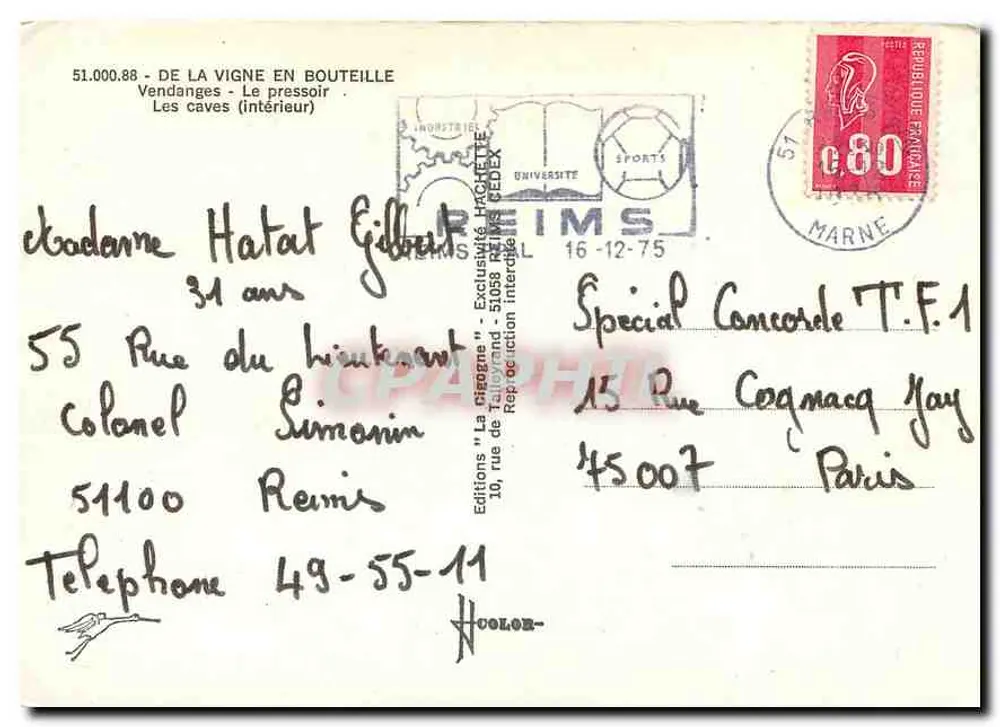 De Vigne en Bouteille en Champagne — Éditions "La Cigogne" - Verso