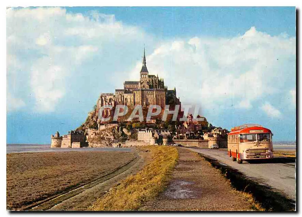 Mont-Saint-Michel — vista panorâmica com ônibus — editor: Gravure Naturelles, n°317 - Frente