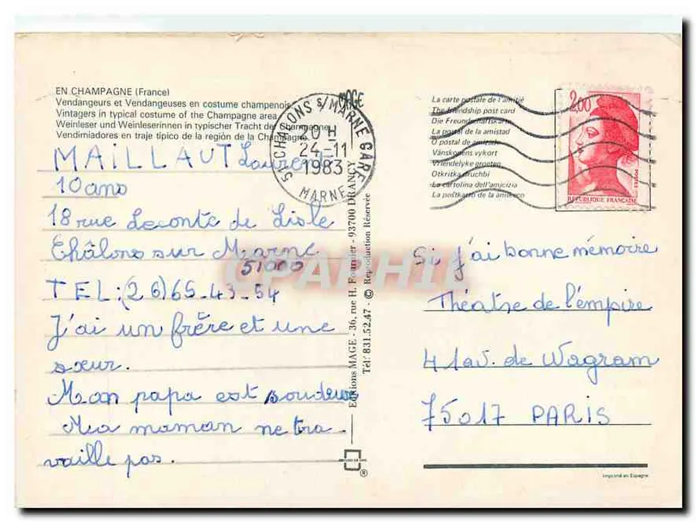Wijnstokken in Champagne — Uitgever MACE, n° 831.5247 - Achterkant