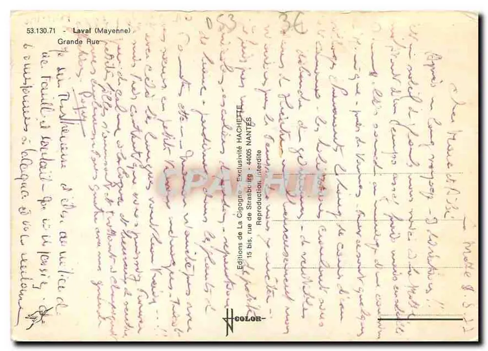Laval (Mayenne) — rua de La Cigogne — Éditions de La Cigogne - Verso