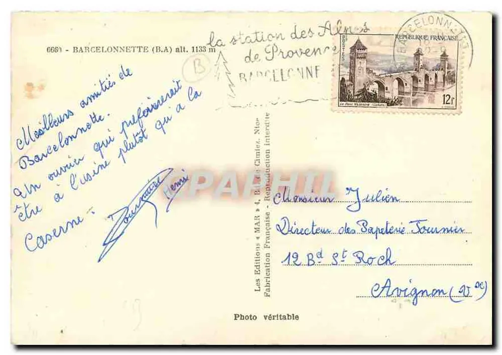 Barcelonnette — vista panorâmica e urbana — Éditions MAR, Nîmes - Verso