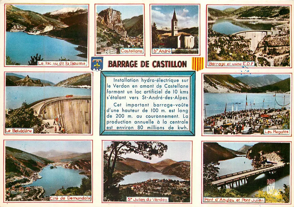 Staudamm Castillon — Wasserkraftanlage am Verdon — Verlag Photoguy, n° A.414 - Vorderseite