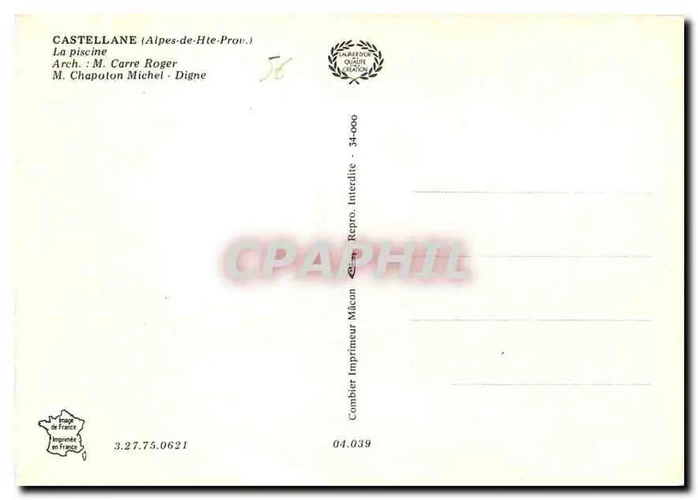 Castellane (Alpes-de-Haute-Provence) — A piscina — Arq. M. Carre Roger - Verso