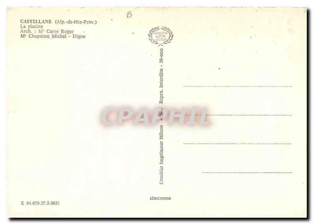 कास्टेलन (अल्प्स-डे-हॉट-प्रॉवेंस) — पूल — प्रिंटर कॉम्बियर - पीछे