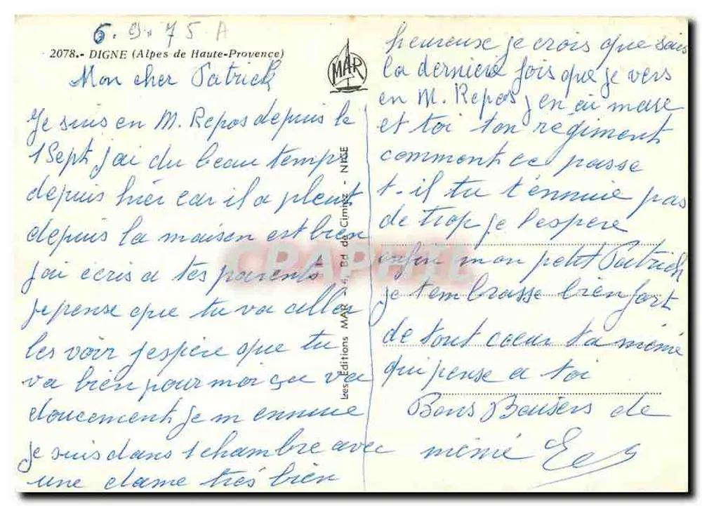 दिग्ने - पैनोरमिक दृश्य, तालाब, लवंडर और शहर — एडिशन मैप, संख्या 2078 - पीछे