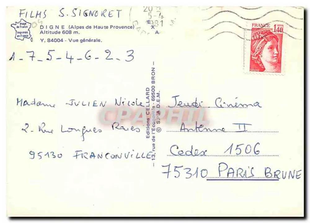 Digne - Vista general — Ediciones Cellaard, n° Y.84004 - Reverso