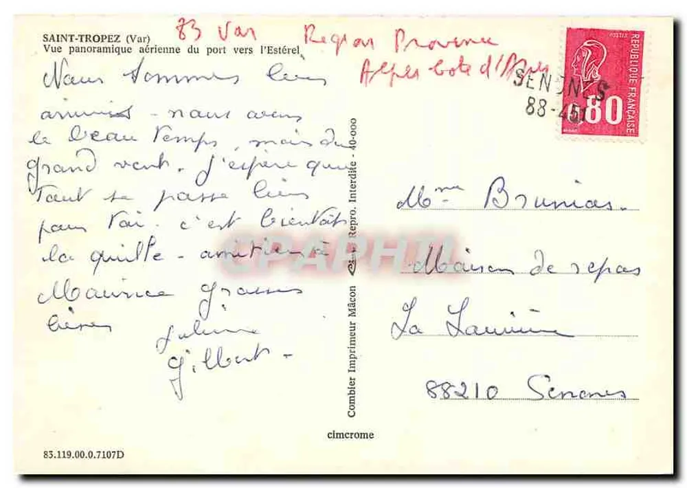 Beaufixe — Panoramatische Luftansicht des Hafens in Richtung Estérel — Comblot Imprimeur Mâcon - Rückseite