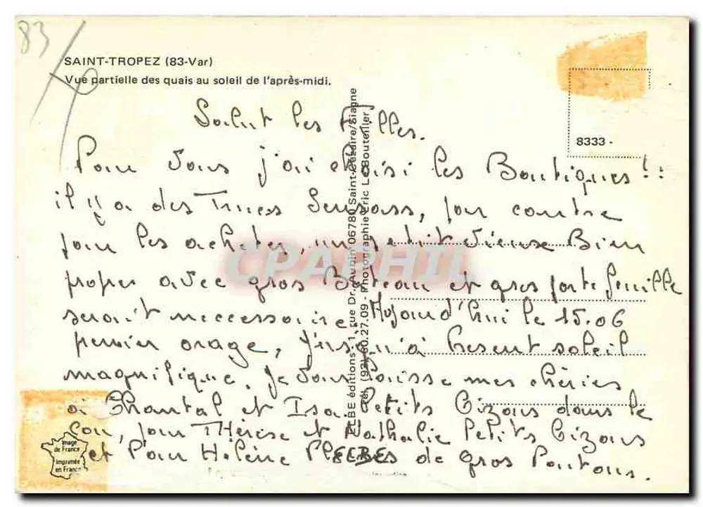 Saint-Tropez (83-Var) — Teilansicht der Molen im Nachmittagslicht — Verlag: L. Boudet - Rückseite