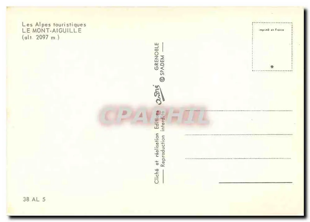 Mont-Aiguille — isolierte Bergspitze — Grenoble, Verlag Grenadem, Nr. 38 AL 5 - Rückseite