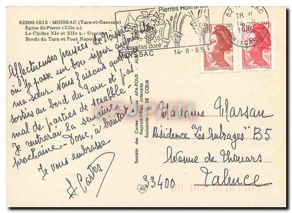 Moissac — Abtei und Landschaft — Graphphil - Rückseite