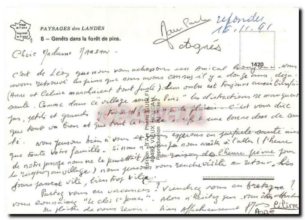 Forêt de pins — Landes — Édition Guffi - Verso