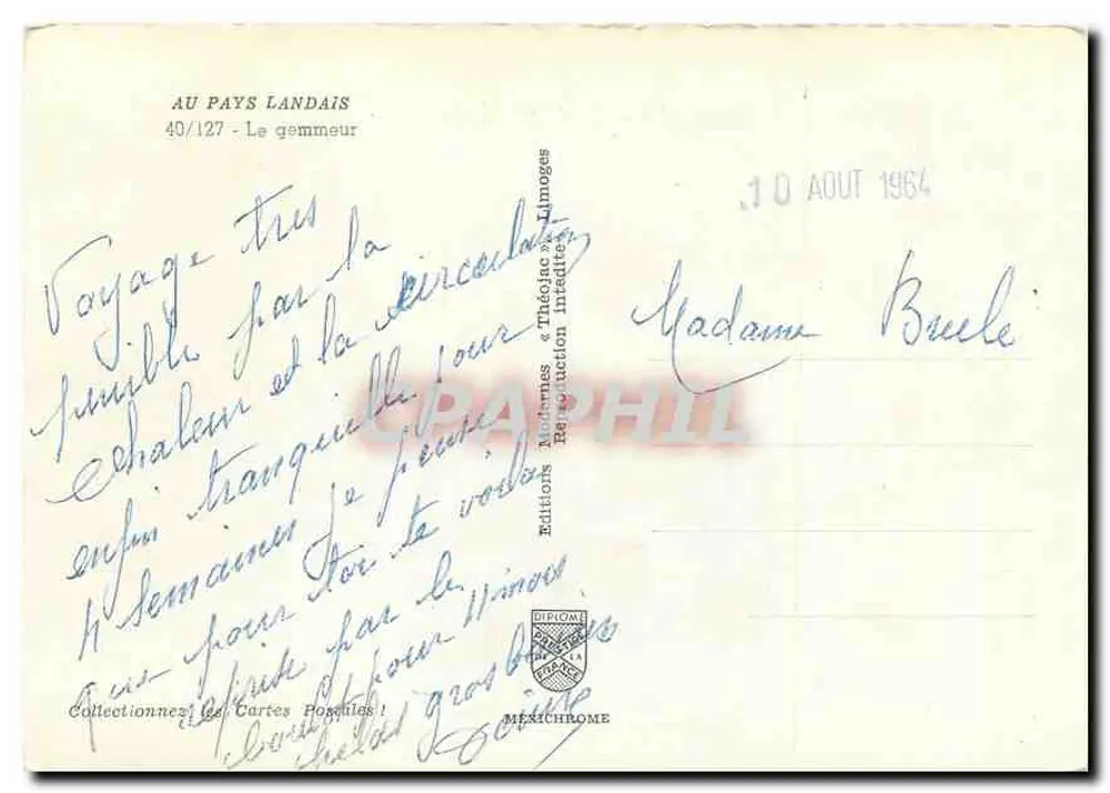 De gemberwerker — Pays Landais — Éditions Méxichrome, n° 40/127 - Achterkant