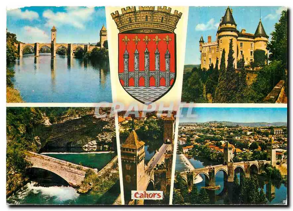 Cahors — Brücken und Schloss — Graphphil - Vorderseite