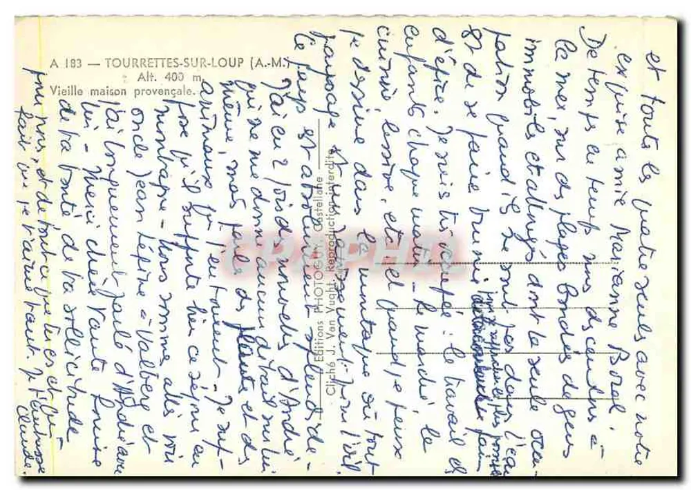 Tourrettes-sur-Loup — Vieille maison provençale — Éditions J. Van Wught - Verso