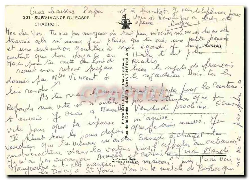 Um homem idoso saboreando uma refeição — editor Chabrot, n° 301 - Verso