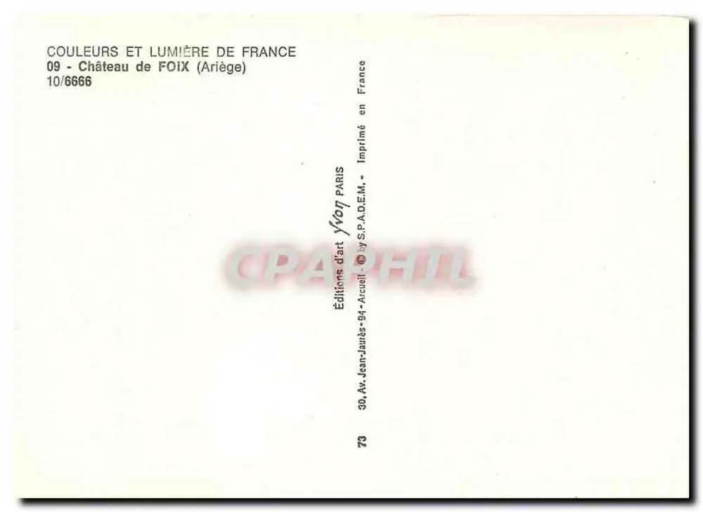 Schloss Foix — Ariège — Éditions d'Art Yvon Paris, Nr. 10/6666 - Rückseite