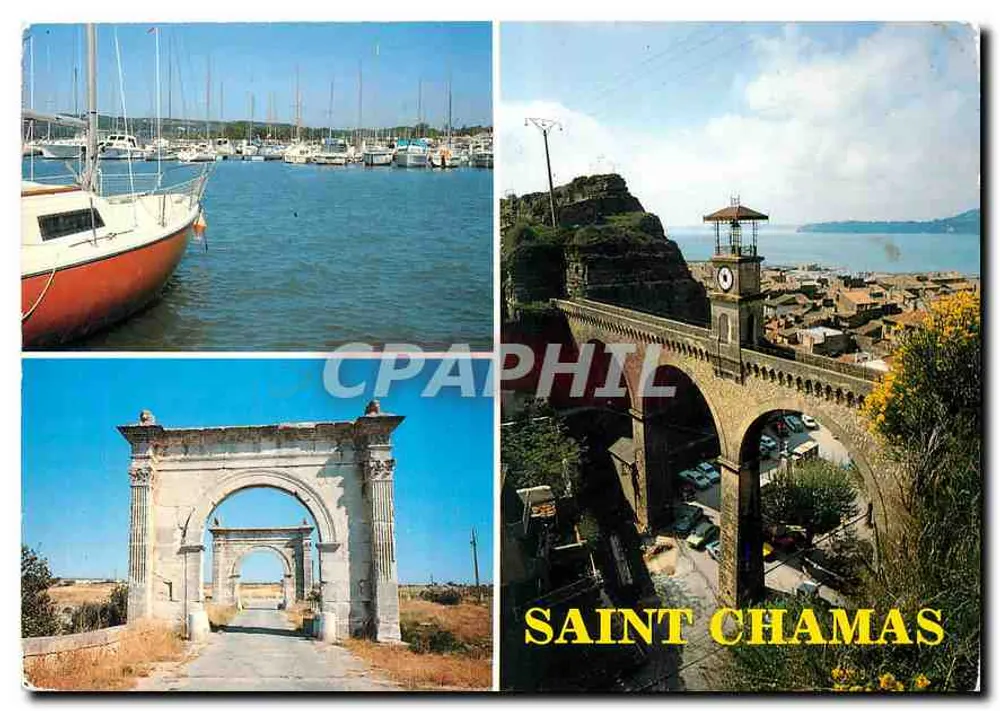 Saint-Chamas — Ansicht des Hafens, der Uhrenbrücke und eines antiken Bogens — Éditions Lévy - Vorderseite