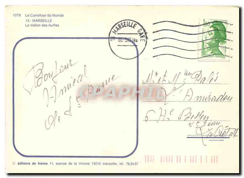 Port de Marseille — vue du pont et des bateaux — éditions de France n°1079 - Verso
