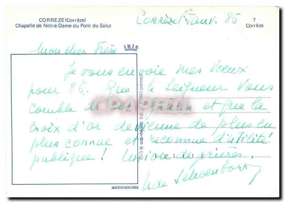 Corrèze — Kapelle Notre-Dame du Pont du Salut — IRIS - Rückseite