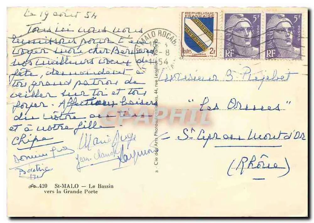 St-Malo — Der Bassin — Der Bassin — Verlag 'Cie des Arts Photographiques' n°420 - Rückseite