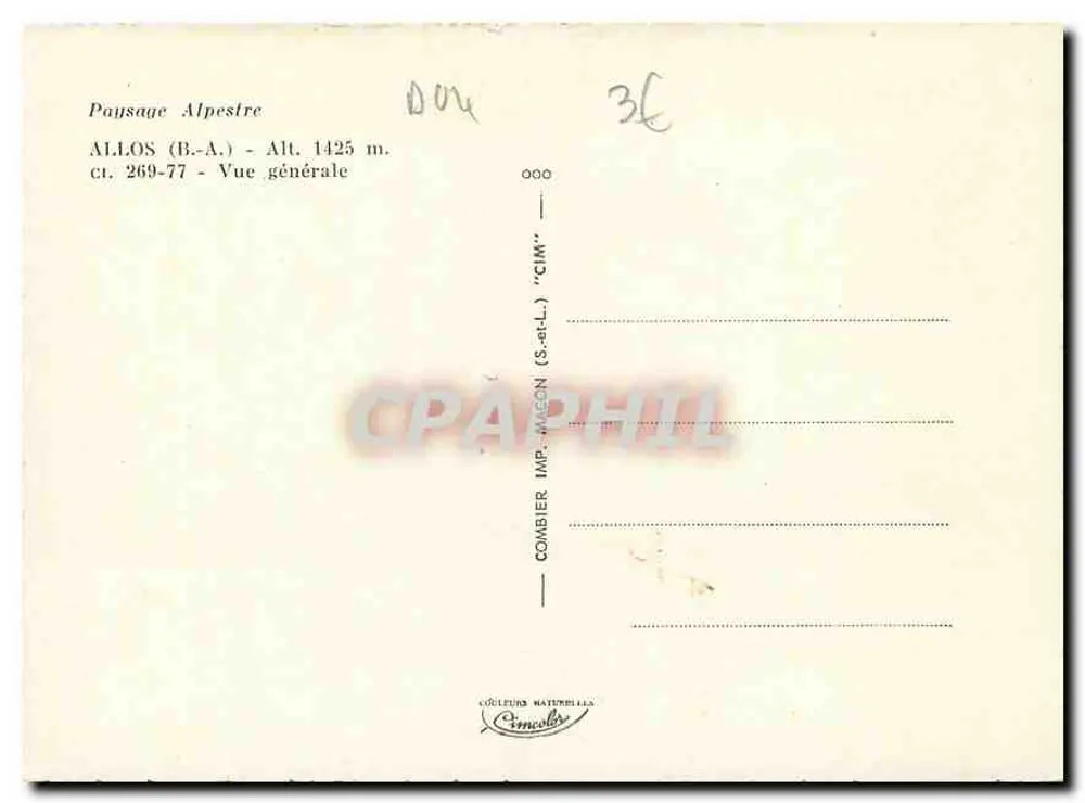 Allos (B.-A.) — Vista general — Combiér Imp. Magen (S. et L.) - Reverso