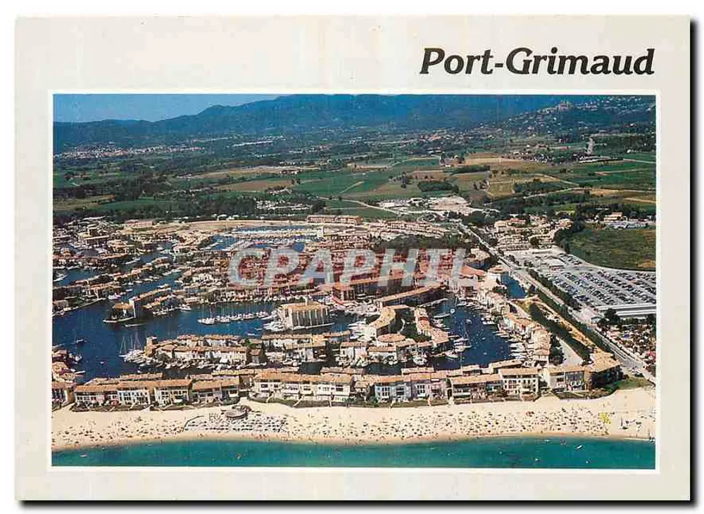 Port-Grimaud — Luftbild des Hafens und der Strand — Éditions S.M.D. Impressions Combier - Vorderseite