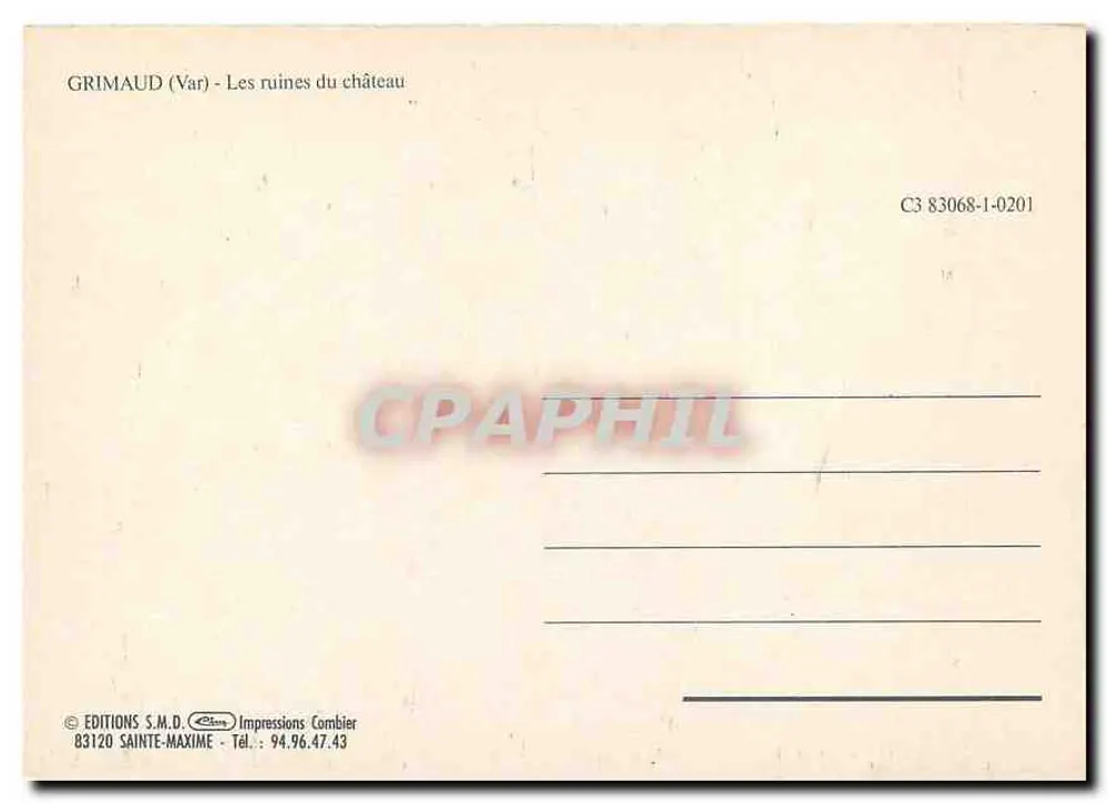 Grimaud (Var) — As ruínas do castelo — Éditions S.M.D. - Verso