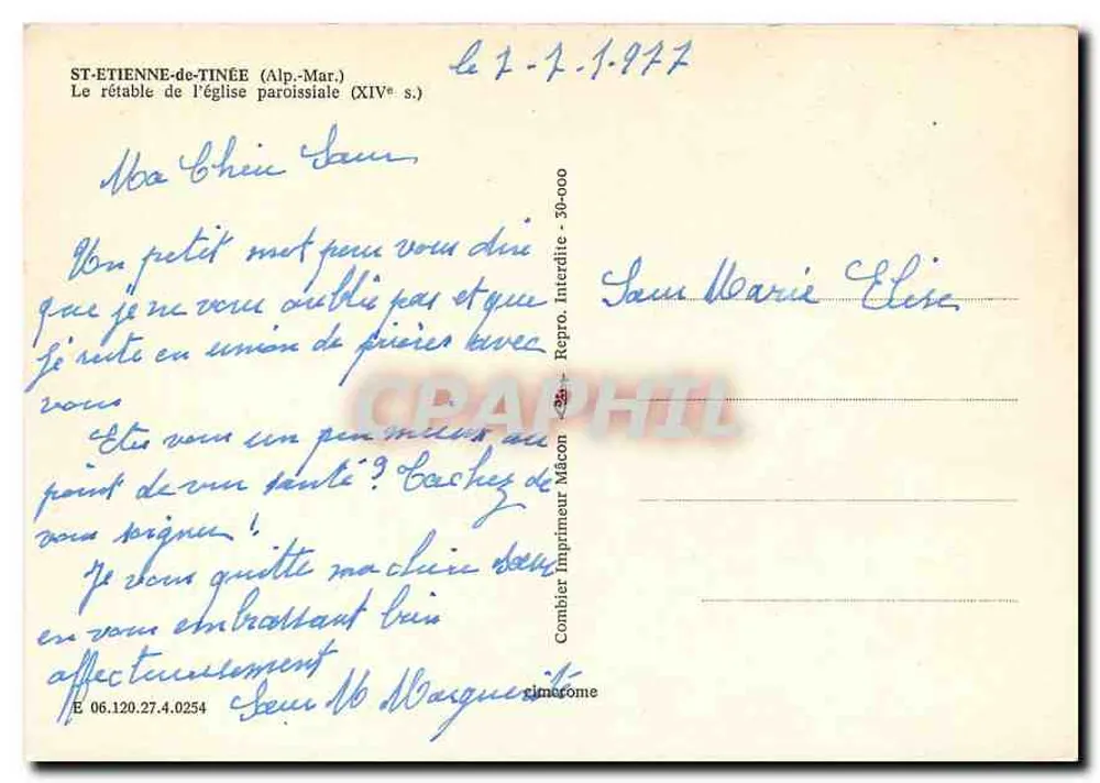 St-Etienne-de-Tinée — Das Kirchenretabel der Pfarrkirche (14. Jahrhundert) — Verlag Combier - Rückseite
