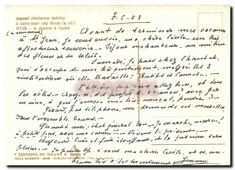 Piscina de la residencia Delcloy — Saint-Jean-Cap-Ferrat — Ediciones del Daâna - Reverso