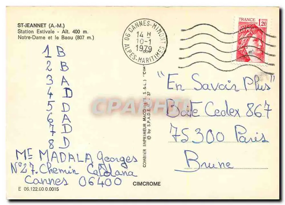 Notre-Dame e o Baou — Estação de Verão — Cimrome - Verso