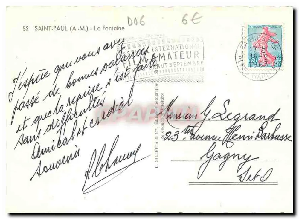 Saint-Paul (A.M.) — A Fonte — L. Gilletta & Cie - Verso
