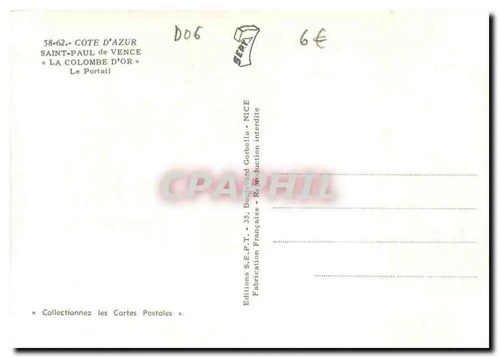 Der Portal — Saint-Paul-de-Vence — Editions S.E.P.T. - NICE - Rückseite