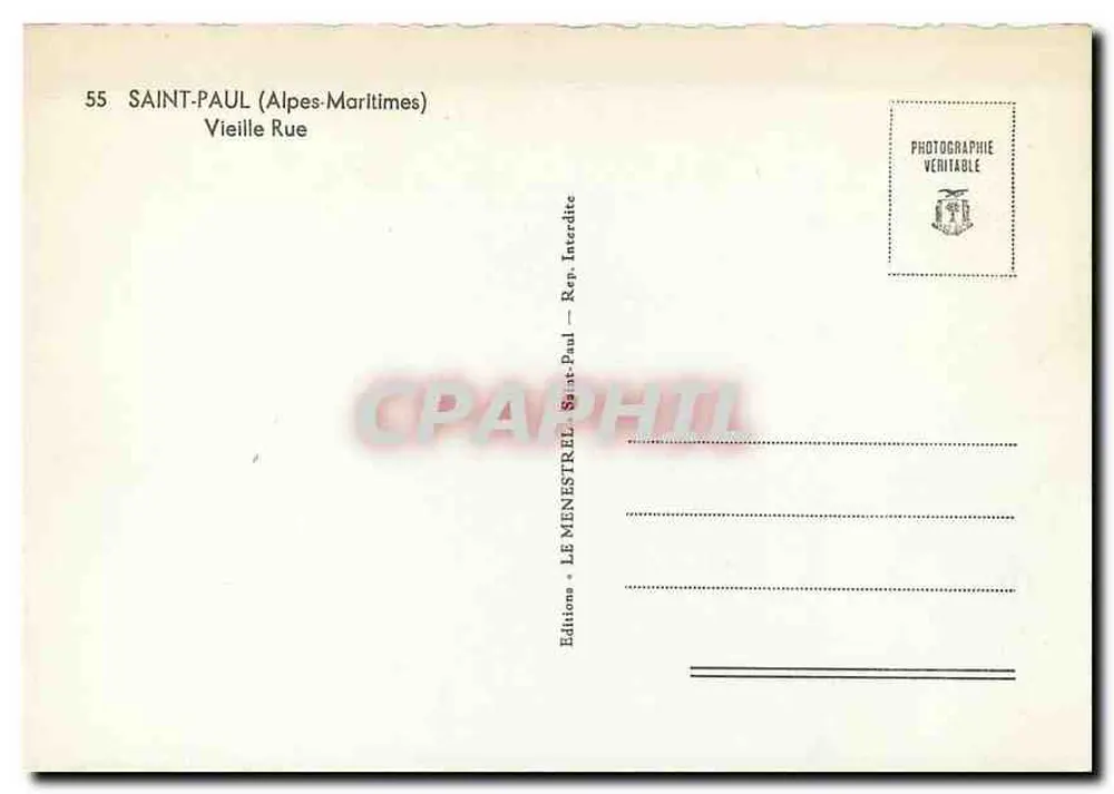 Saint-Paul (Alpes-Maritimes) — Vieille Rue — Éditions Le Menestrel - Verso