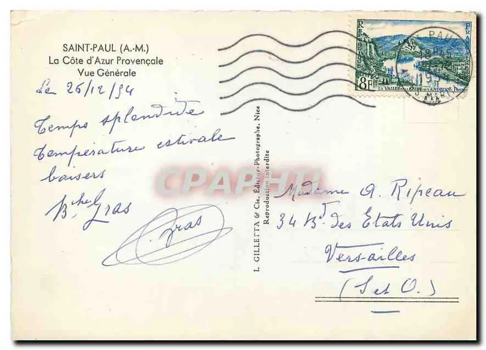 Saint-Paul (A.M.) — Vista Geral — L. Gilletta & Cie, Editor-Fotógrafo, Nice - Verso