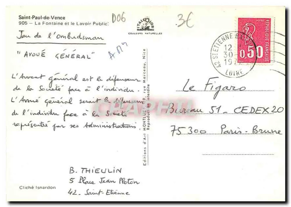 Saint-Paul-de-Vence — Die Fontaine und das öffentliche Waschhaus — Éditions d'Art Montluc - Rückseite