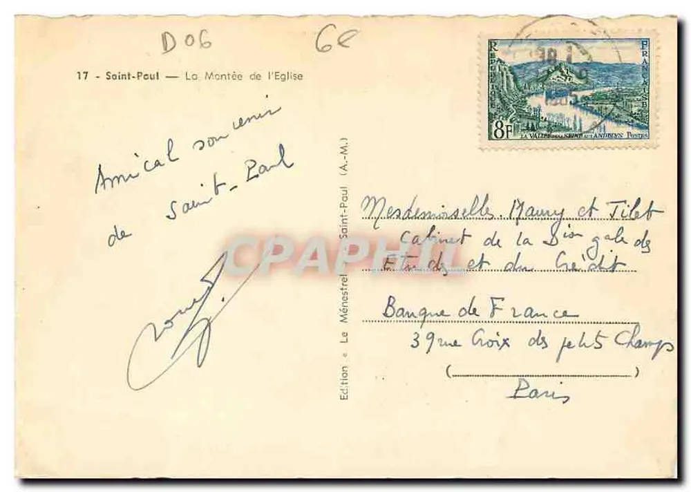 Saint-Paul — A Subida da Igreja — Edição Le Ménestrel - Verso